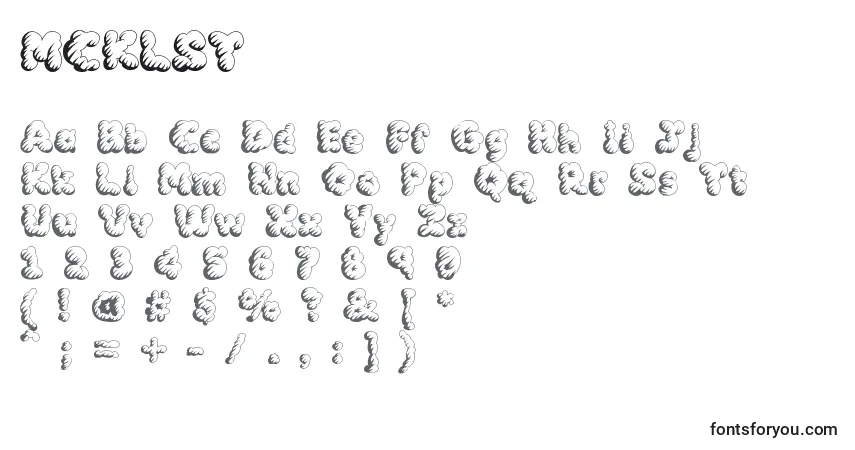 A fonte MCKLST   (133913) – alfabeto, números, caracteres especiais