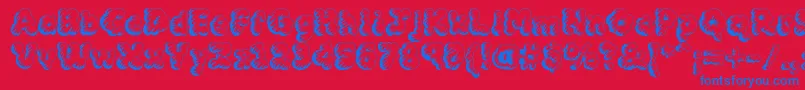 MCKLST  -Schriftart – Blaue Schriften auf rotem Hintergrund