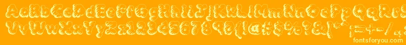 MCKLST  -Schriftart – Gelbe Schriften auf orangefarbenem Hintergrund