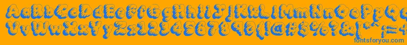 MCKLT   -Schriftart – Blaue Schriften auf orangefarbenem Hintergrund