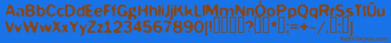 フォントMCKOY    – 茶色の文字が青い背景にあります。
