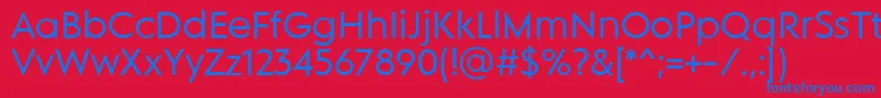 MDGROTESQUE Regular-Schriftart – Blaue Schriften auf rotem Hintergrund