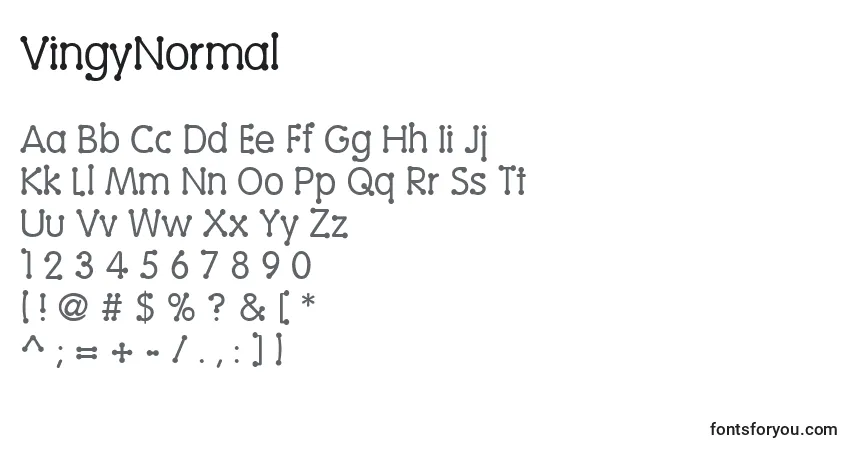 Schriftart VingyNormal – Alphabet, Zahlen, spezielle Symbole