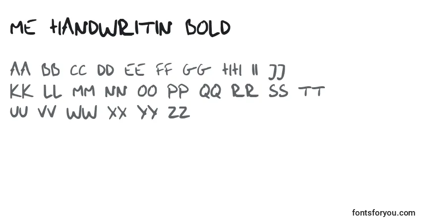 Schriftart Me handwritin Bold – Alphabet, Zahlen, spezielle Symbole