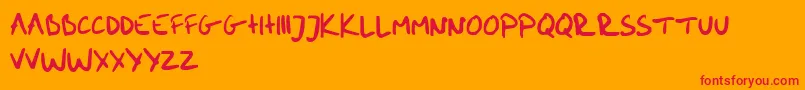 Fonte me handwritin Bold – fontes vermelhas em um fundo laranja