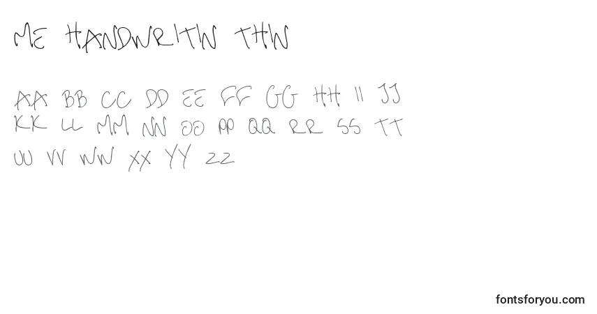 A fonte Me handwritin Thin – alfabeto, números, caracteres especiais