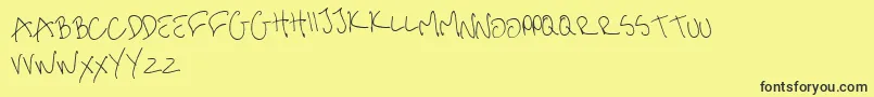 Fonte me handwritin Thin – fontes pretas em um fundo amarelo