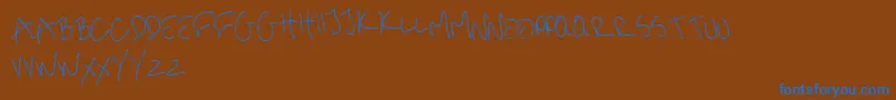 me handwritin Thin-Schriftart – Blaue Schriften auf braunem Hintergrund