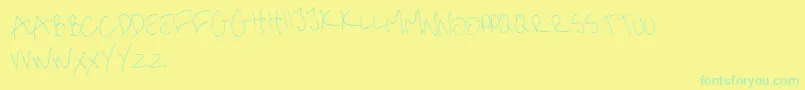 フォントme handwritin Thin – 黄色い背景に緑の文字