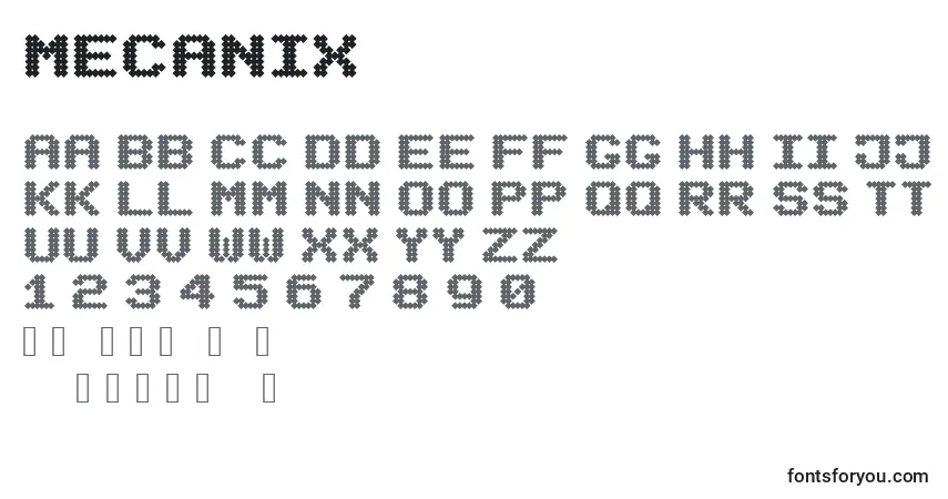 Mecanix-fontti – aakkoset, numerot, erikoismerkit