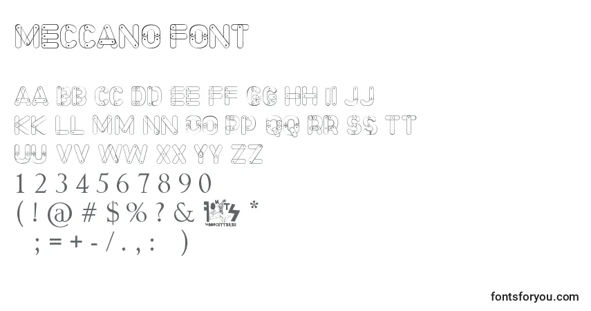 Fuente Meccano Font - alfabeto, números, caracteres especiales