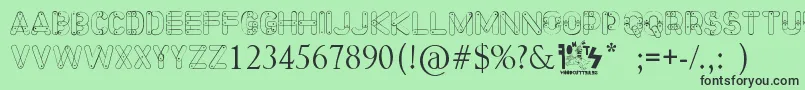 Meccano Font-fontti – mustat fontit vihreällä taustalla
