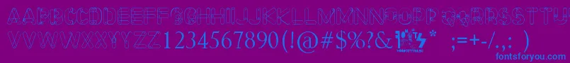 Meccano Font-Schriftart – Blaue Schriften auf violettem Hintergrund