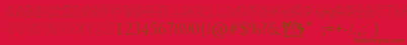 Meccano Font Font – Brown Fonts on Red Background