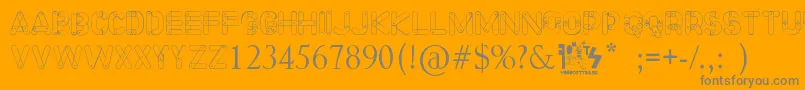 Meccano Font-fontti – harmaat kirjasimet oranssilla taustalla