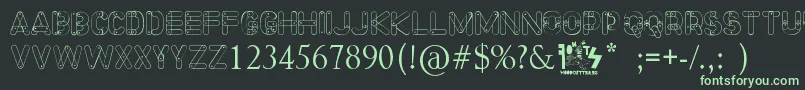 フォントMeccano Font – 黒い背景に緑の文字