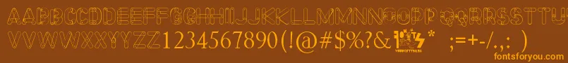Meccano Font Font – Orange Fonts on Brown Background