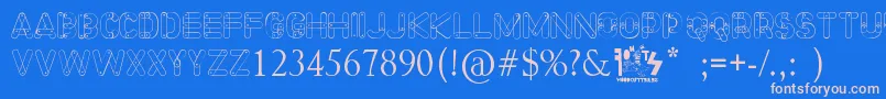 Meccano Font Font – Pink Fonts on Blue Background