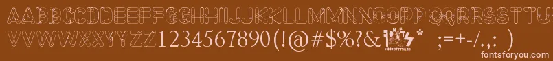 Meccano Font Font – Pink Fonts on Brown Background