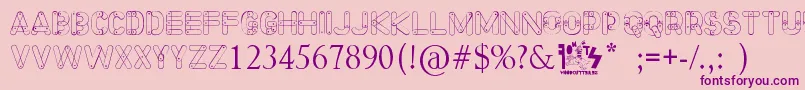 Meccano Font Font – Purple Fonts on Pink Background