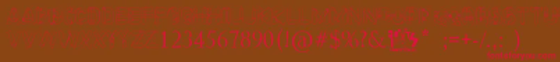 Czcionka Meccano Font – czerwone czcionki na brązowym tle