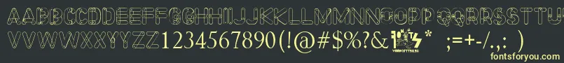 Meccano Font Font – Yellow Fonts on Black Background