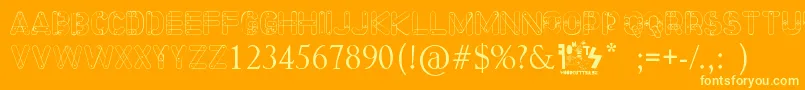 Czcionka Meccano Font – żółte czcionki na pomarańczowym tle