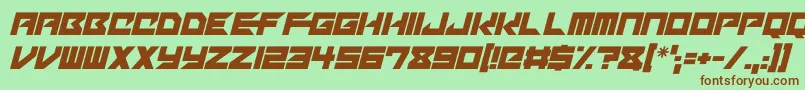 フォントMechacubes Italic – 緑の背景に茶色のフォント