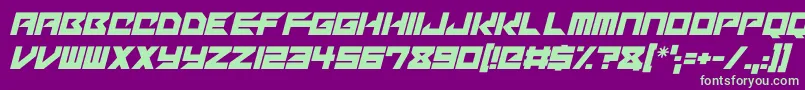 フォントMechacubes Italic – 紫の背景に緑のフォント