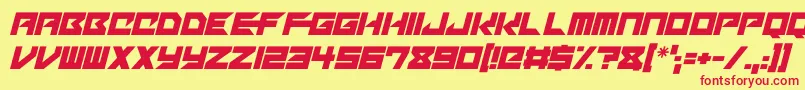 Mechacubes Italic Font – Red Fonts on Yellow Background