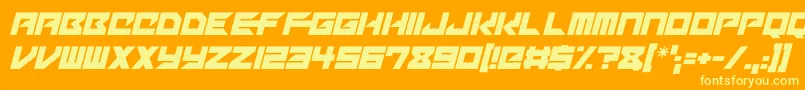 Шрифт Mechacubes Italic – жёлтые шрифты на оранжевом фоне