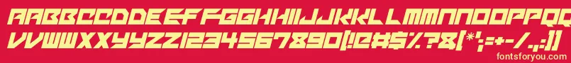 Mechacubes Italic-fontti – keltaiset fontit punaisella taustalla