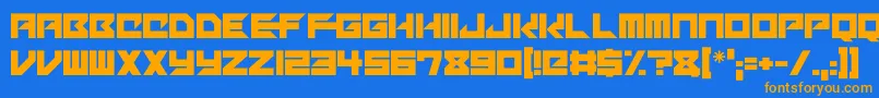 Mechacubes Font – Orange Fonts on Blue Background