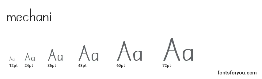 Размеры шрифта Mechani (133933)