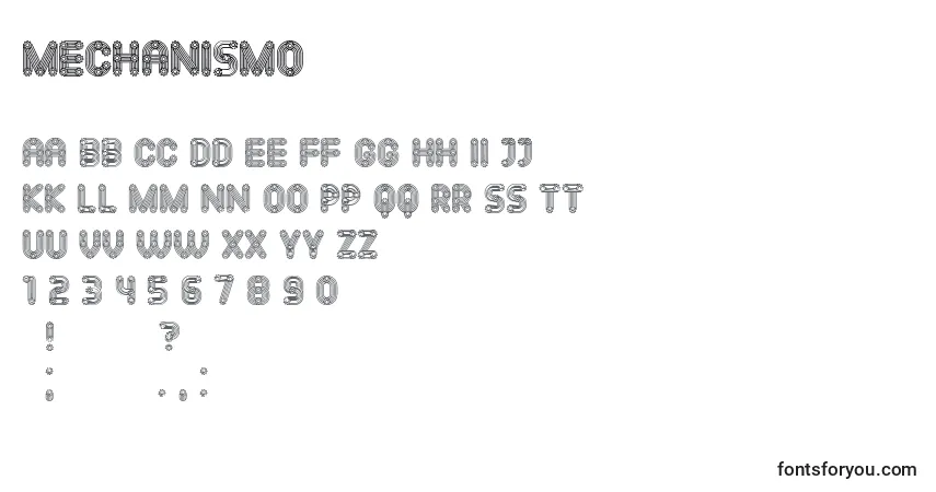 Шрифт Mechanismo – алфавит, цифры, специальные символы