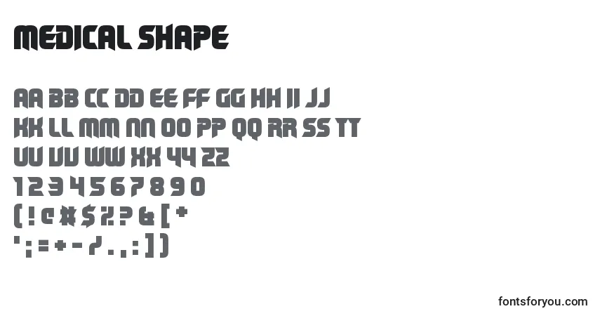 Schriftart Medical Shape – Alphabet, Zahlen, spezielle Symbole