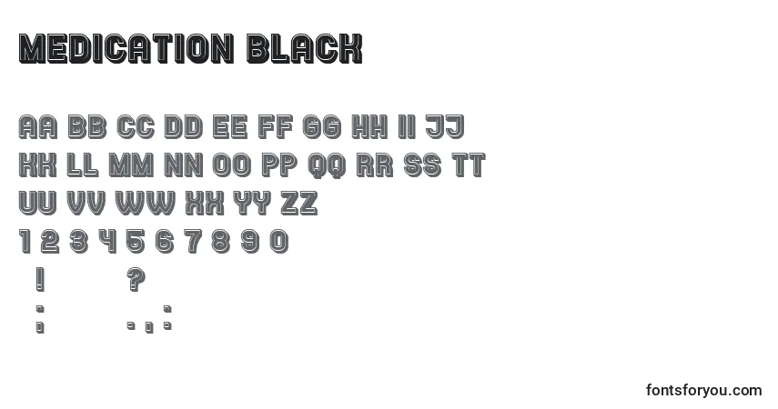 Czcionka Medication Black – alfabet, cyfry, specjalne znaki