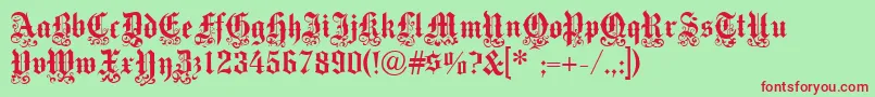 Czcionka Medici Text – czerwone czcionki na zielonym tle