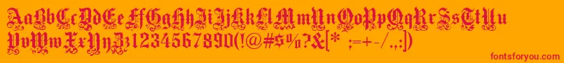 フォントMedici Text – オレンジの背景に赤い文字