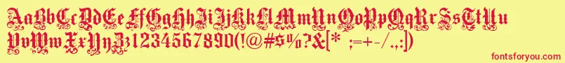 フォントMedici Text – 赤い文字の黄色い背景