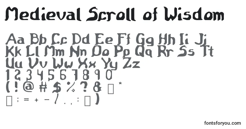 Schriftart Medieval Scroll of Wisdom – Alphabet, Zahlen, spezielle Symbole