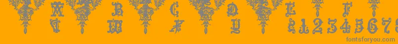 Medieval Sorcerer Ornamental-Schriftart – Graue Schriften auf orangefarbenem Hintergrund