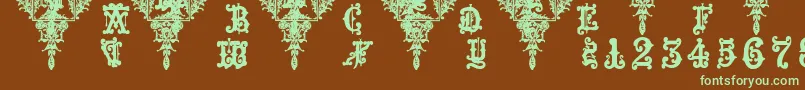 Medieval Sorcerer Ornamental-fontti – vihreät fontit ruskealla taustalla
