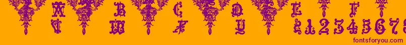 Medieval Sorcerer Ornamental-Schriftart – Violette Schriften auf orangefarbenem Hintergrund