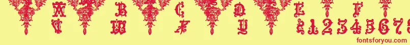 Czcionka Medieval Sorcerer Ornamental – czerwone czcionki na żółtym tle