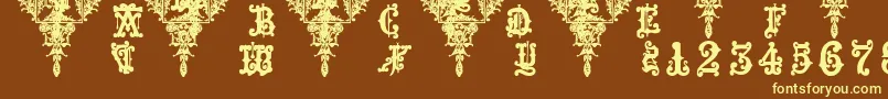 Medieval Sorcerer Ornamental-fontti – keltaiset fontit ruskealla taustalla