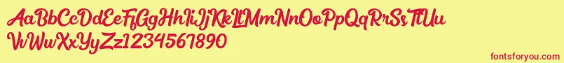 Medinah Font – Red Fonts on Yellow Background