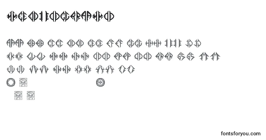 Schriftart Mediogramo – Alphabet, Zahlen, spezielle Symbole