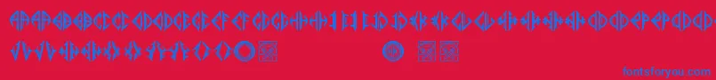 Mediogramo-fontti – siniset fontit punaisella taustalla