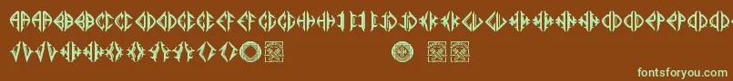 Mediogramo-Schriftart – Grüne Schriften auf braunem Hintergrund